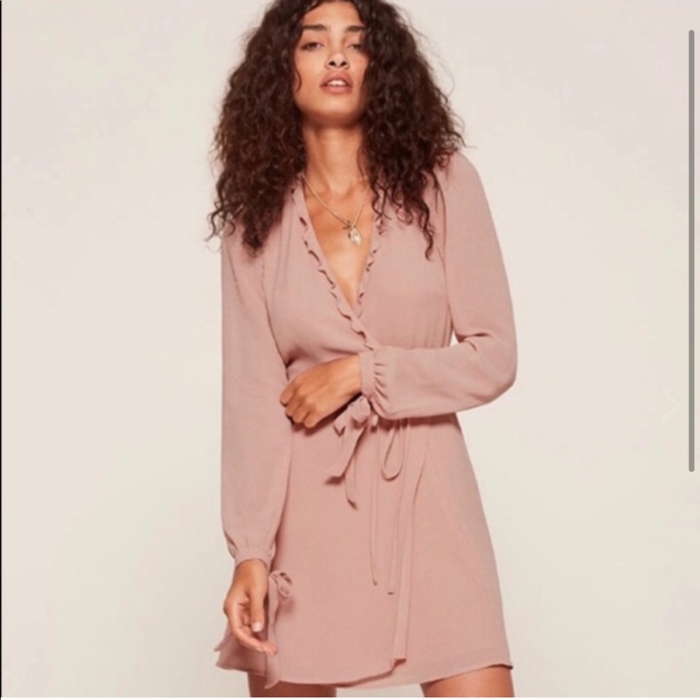 Reformation Delta Blush Wrap Dress